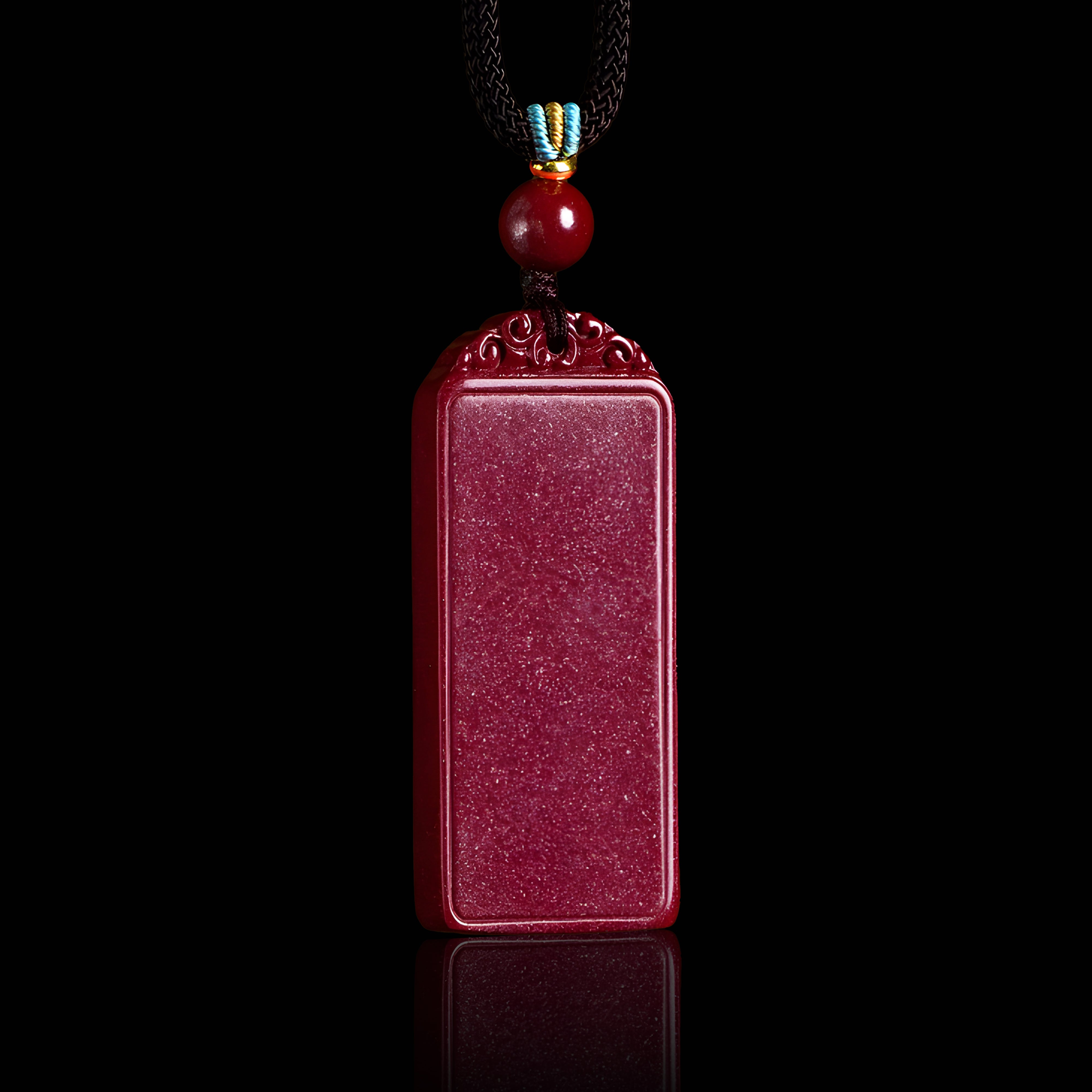 Elegant Cinnabar Peace Amulet: Traditional Daoist Symbol of Serenity