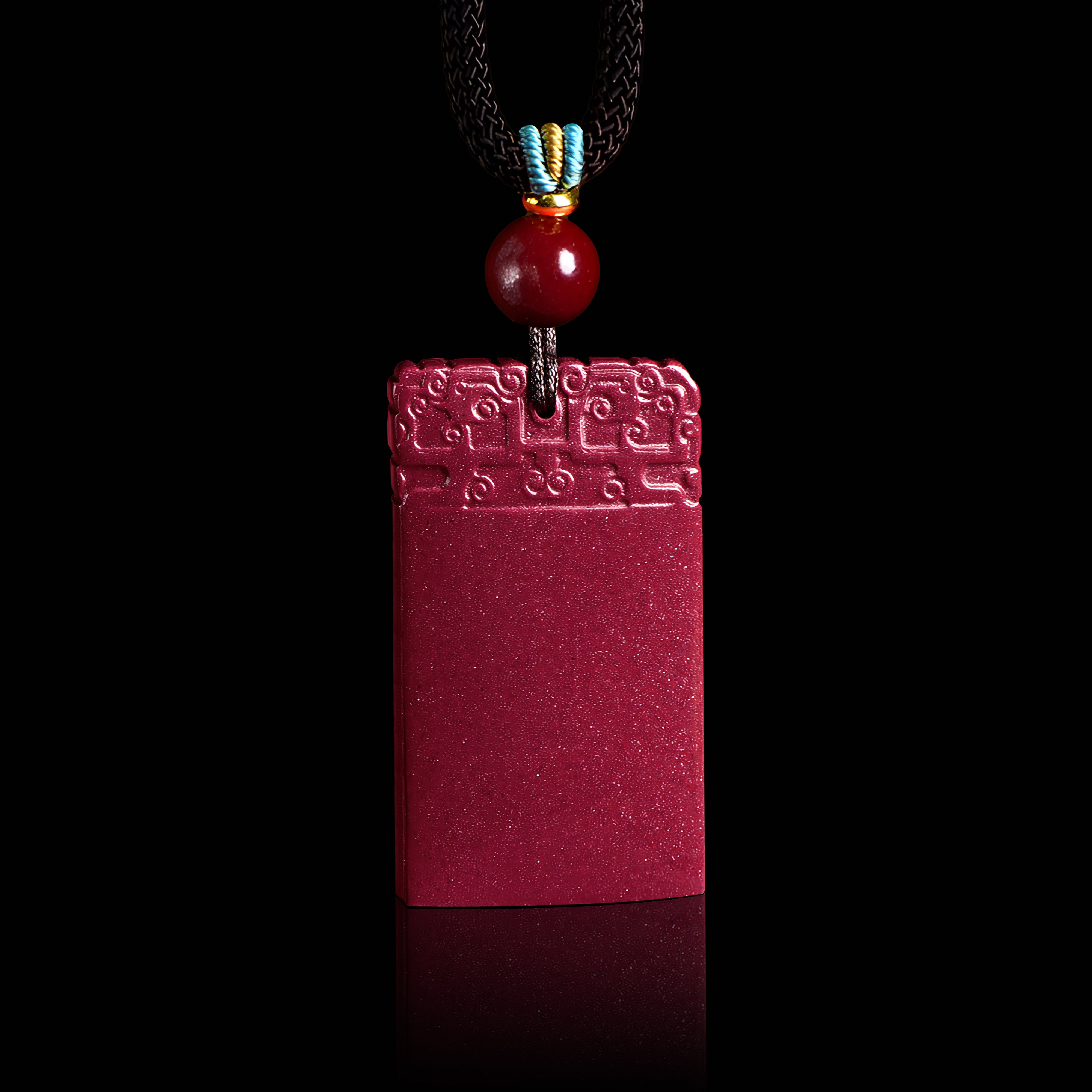 Elegant Cinnabar Peace Amulet: Traditional Daoist Symbol of Serenity