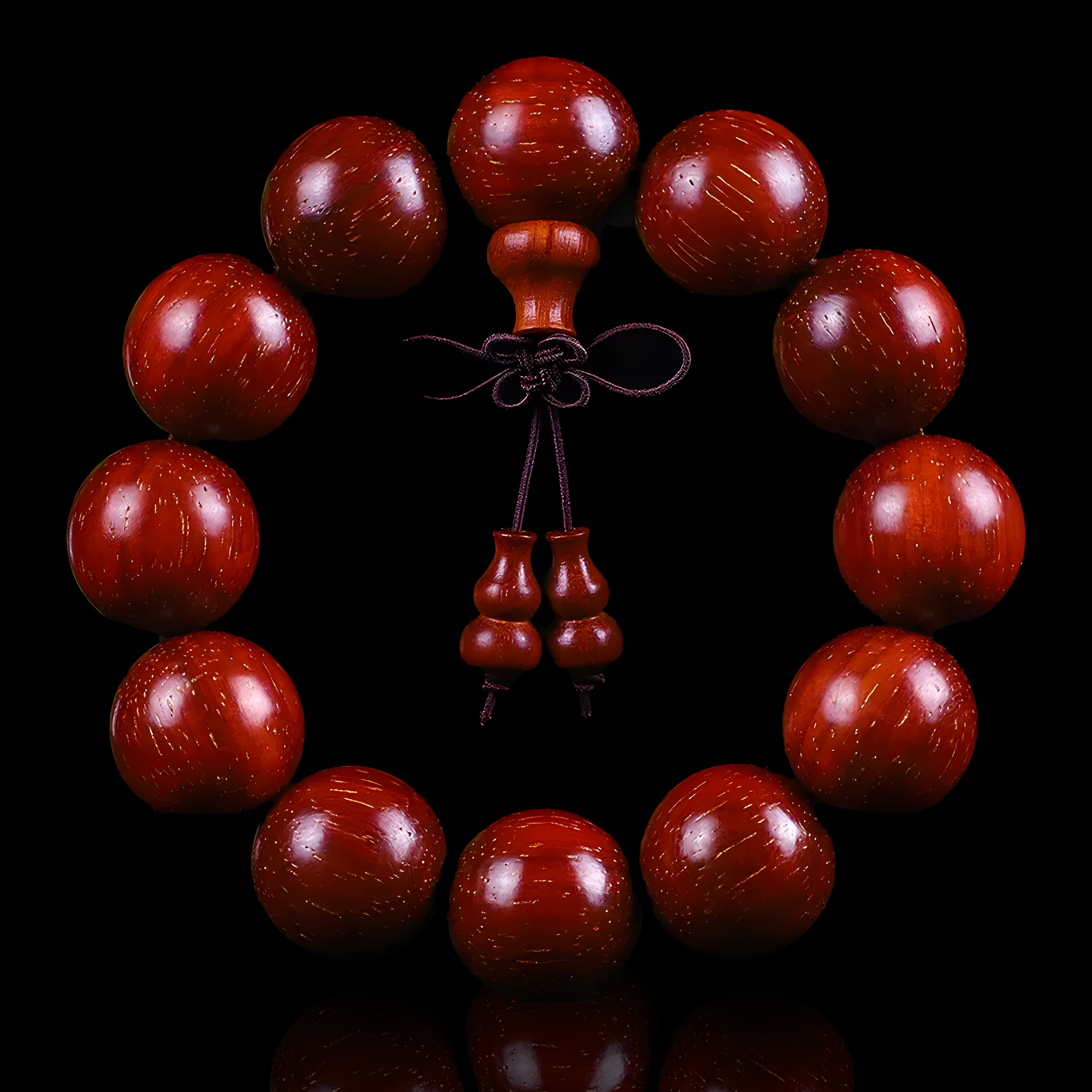 Fengshui Taoism Red Sandalwood Bracelet - Calming and Energizing Unique Pterocarpus Hand Chain