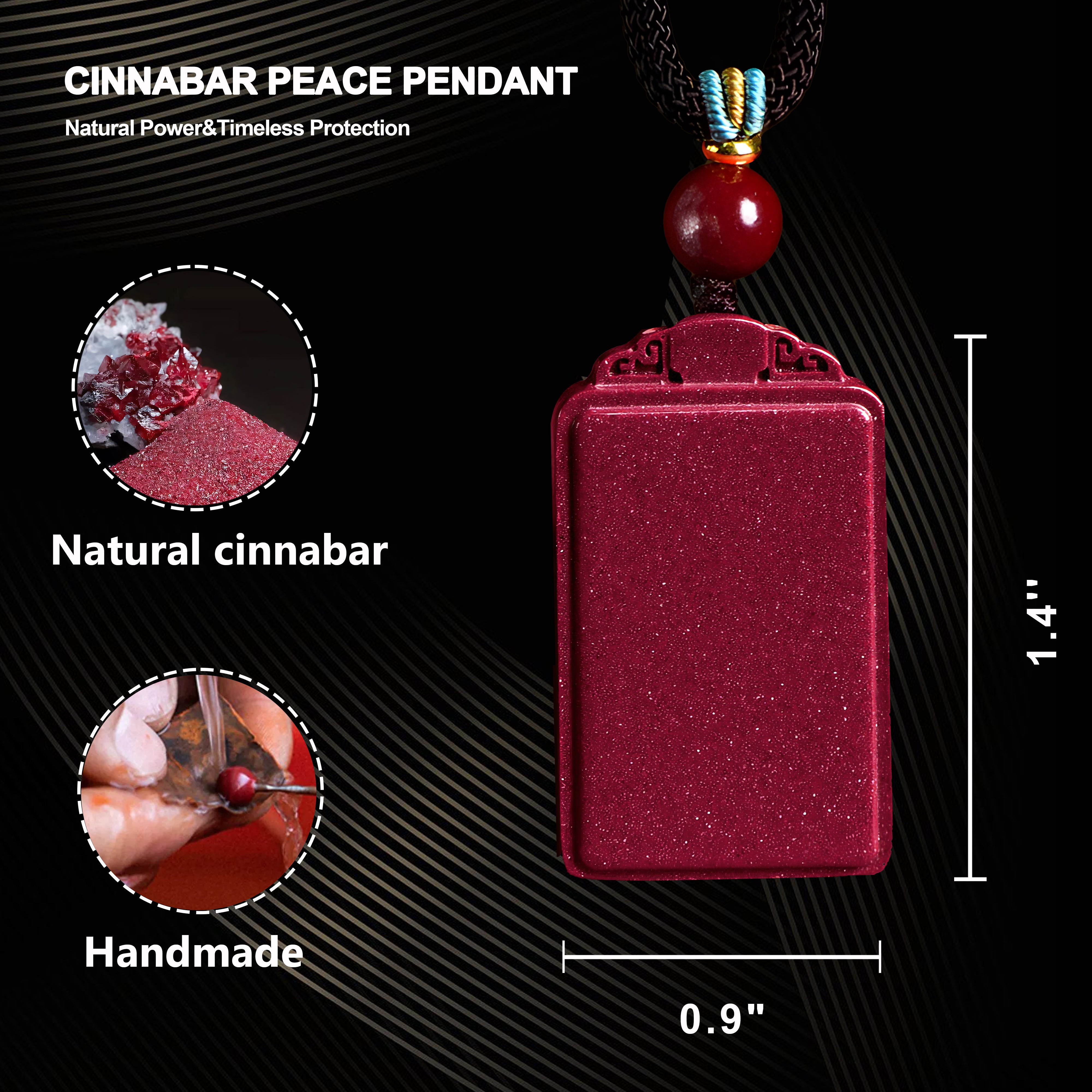 Elegant Cinnabar Peace Amulet: Traditional Daoist Symbol of Serenity