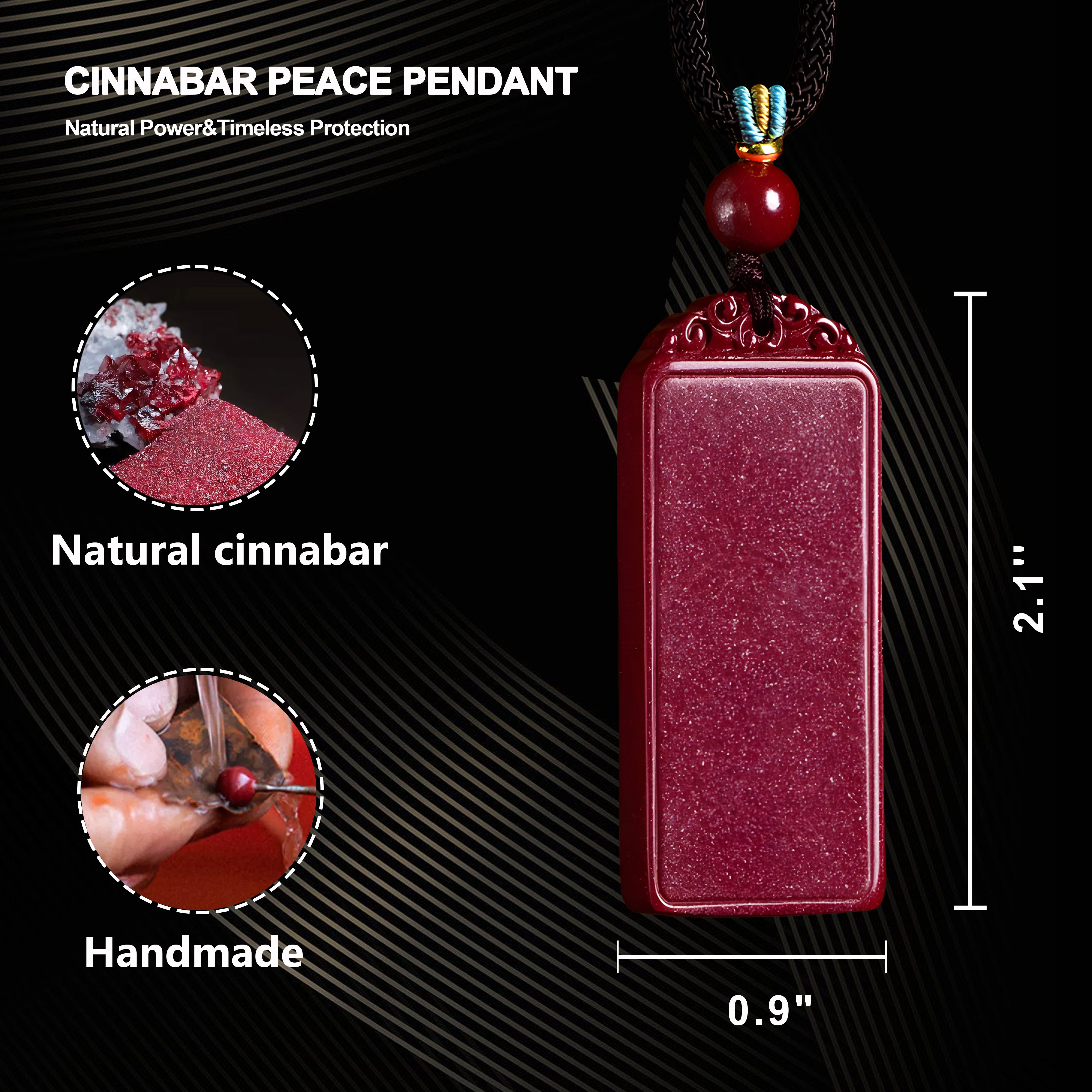 Elegant Cinnabar Peace Amulet: Traditional Daoist Symbol of Serenity