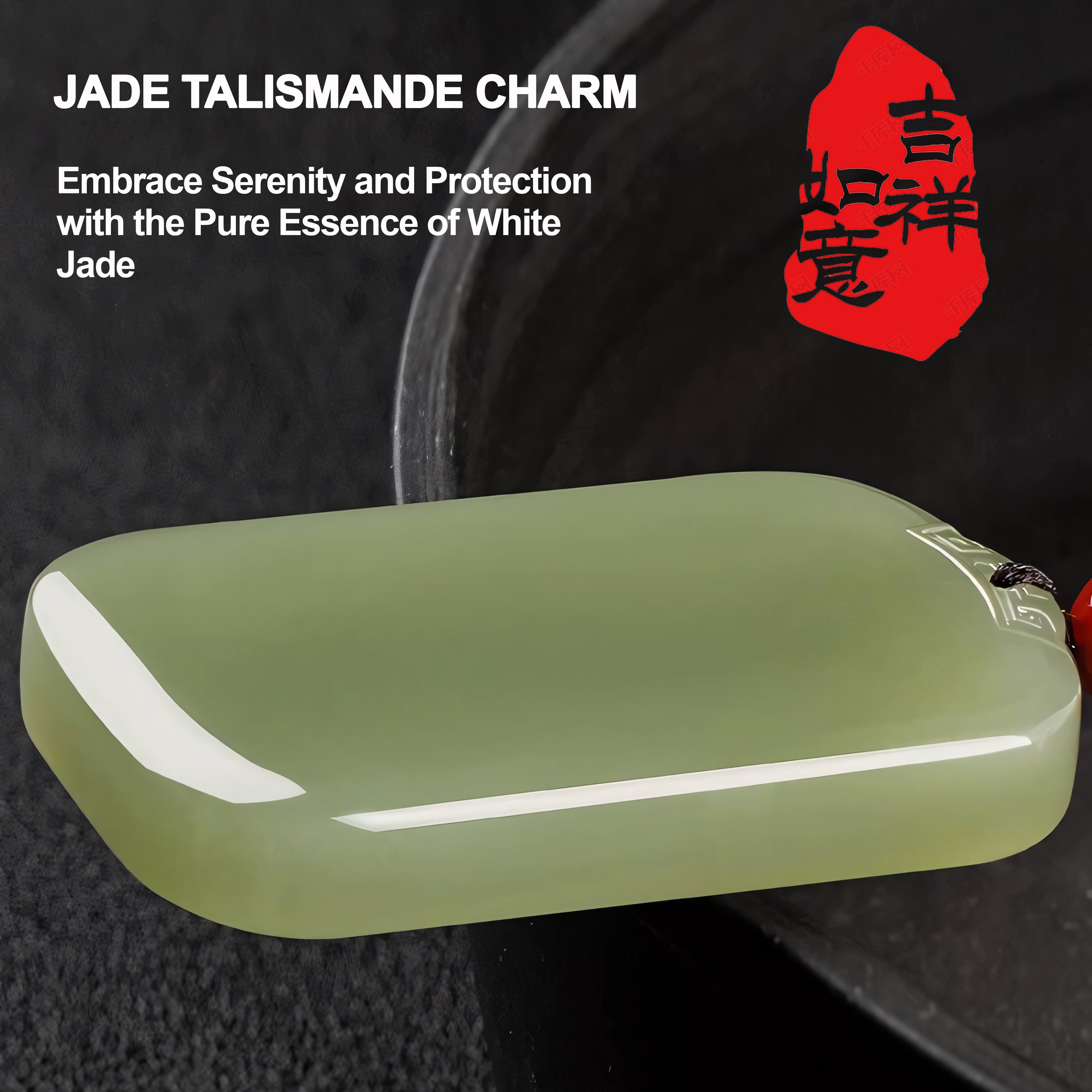 Elegant White Jade Peace Amulet: Traditional Daoist Symbol of Serenity