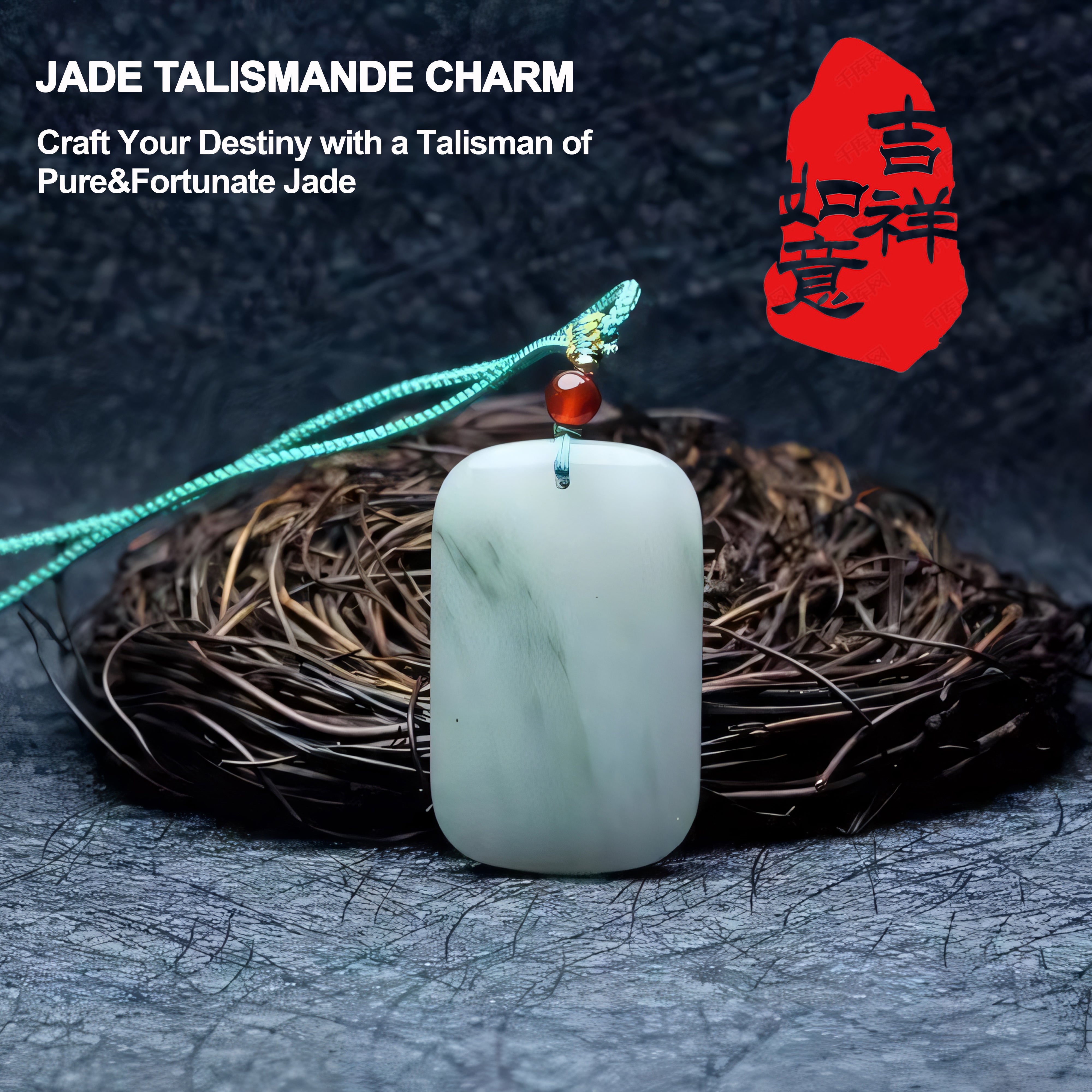 Elegant White Jade Peace Amulet: Traditional Daoist Symbol of Serenity