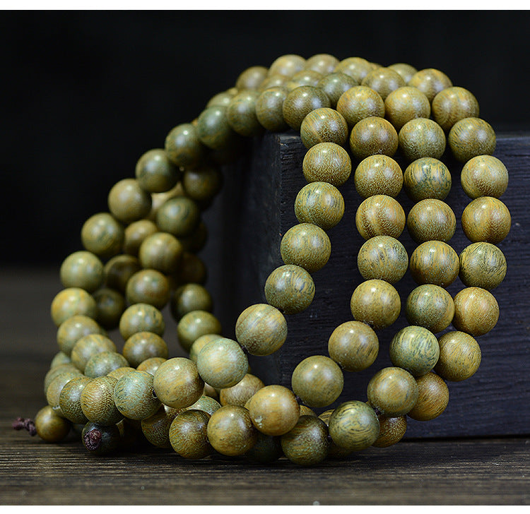 Fengshui Taoism Green Sandalwood Bracelet - Natural Calming Prayer Beads, Enhance Academic and Exam Luck, Positive Energy Attraction