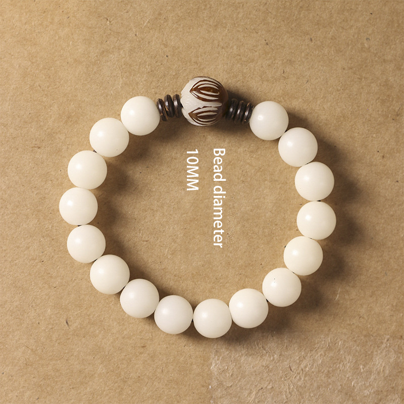 Genuine Natural White Jade Bodhi Bracelet - Calming Prayer Beads, Vintage Forest Style, Unisex