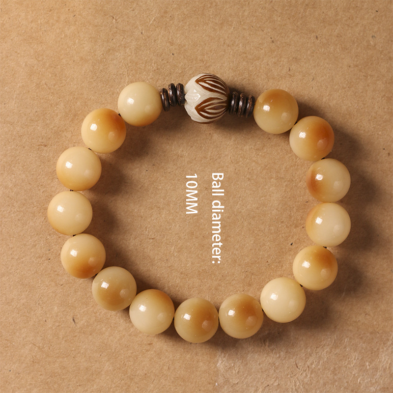 Genuine Natural White Jade Bodhi Bracelet - Calming Prayer Beads, Vintage Forest Style, Unisex