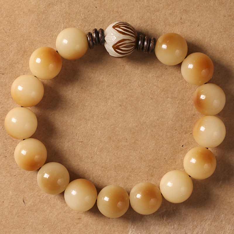 Genuine Natural White Jade Bodhi Bracelet - Calming Prayer Beads, Vintage Forest Style, Unisex